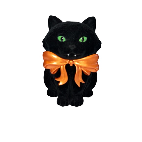 Bath & Body Works Other - Bath & Body Works candle holder Black Cat Figurine with Orange Bow 2025 NWT